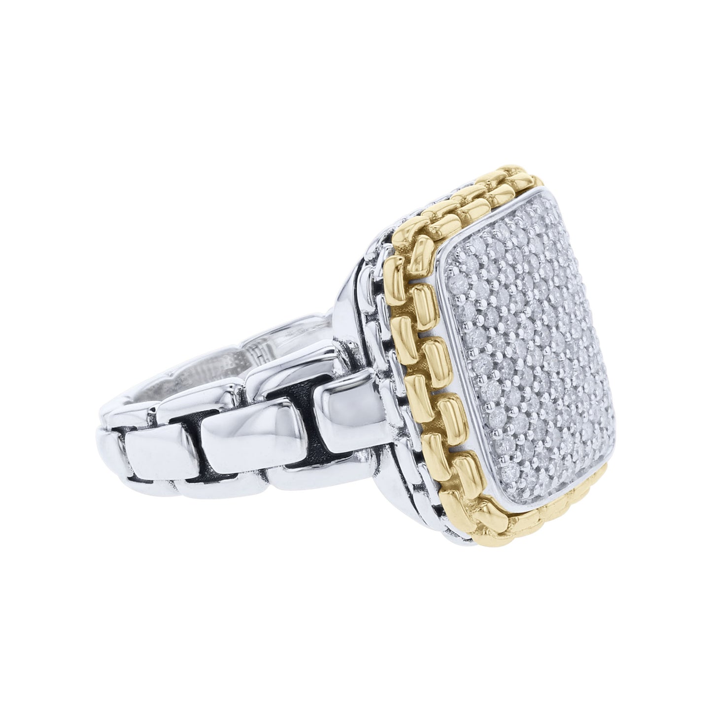 Cruz Silver & Gold Pave Diamond Ring