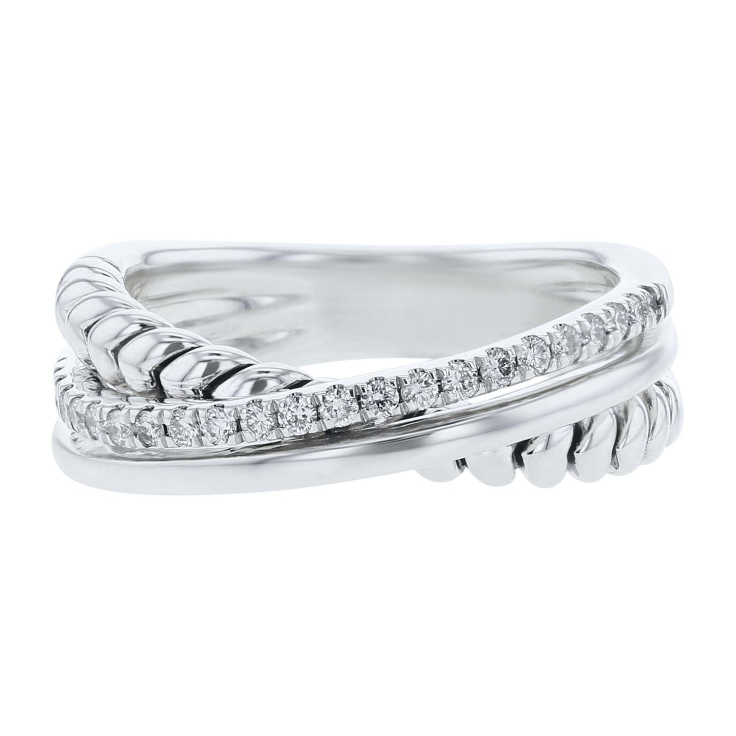 Silver Sloane Criss Cross Diamond Ring