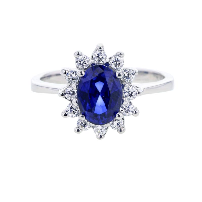 Princess Sapphire and Diamond Ring