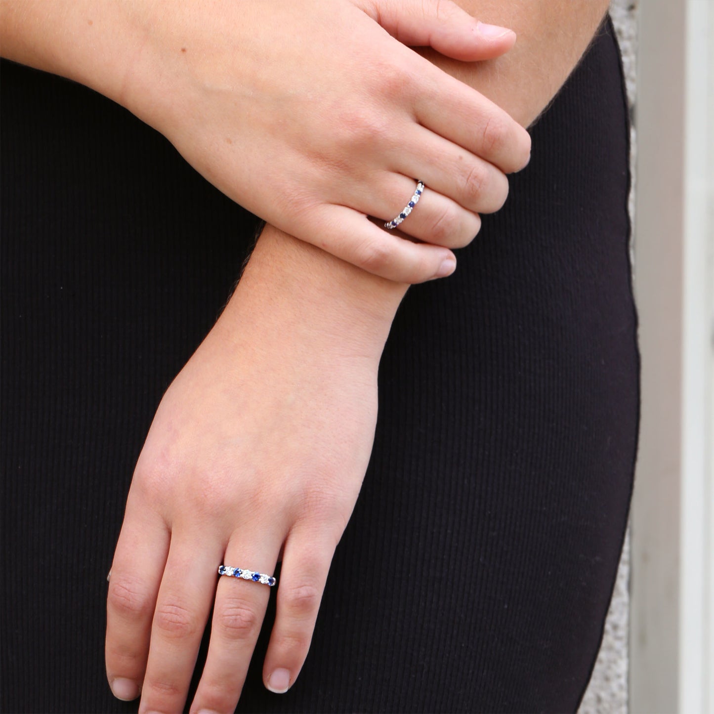 Jasmine Blue Sapphire and Diamond Wedding Ring