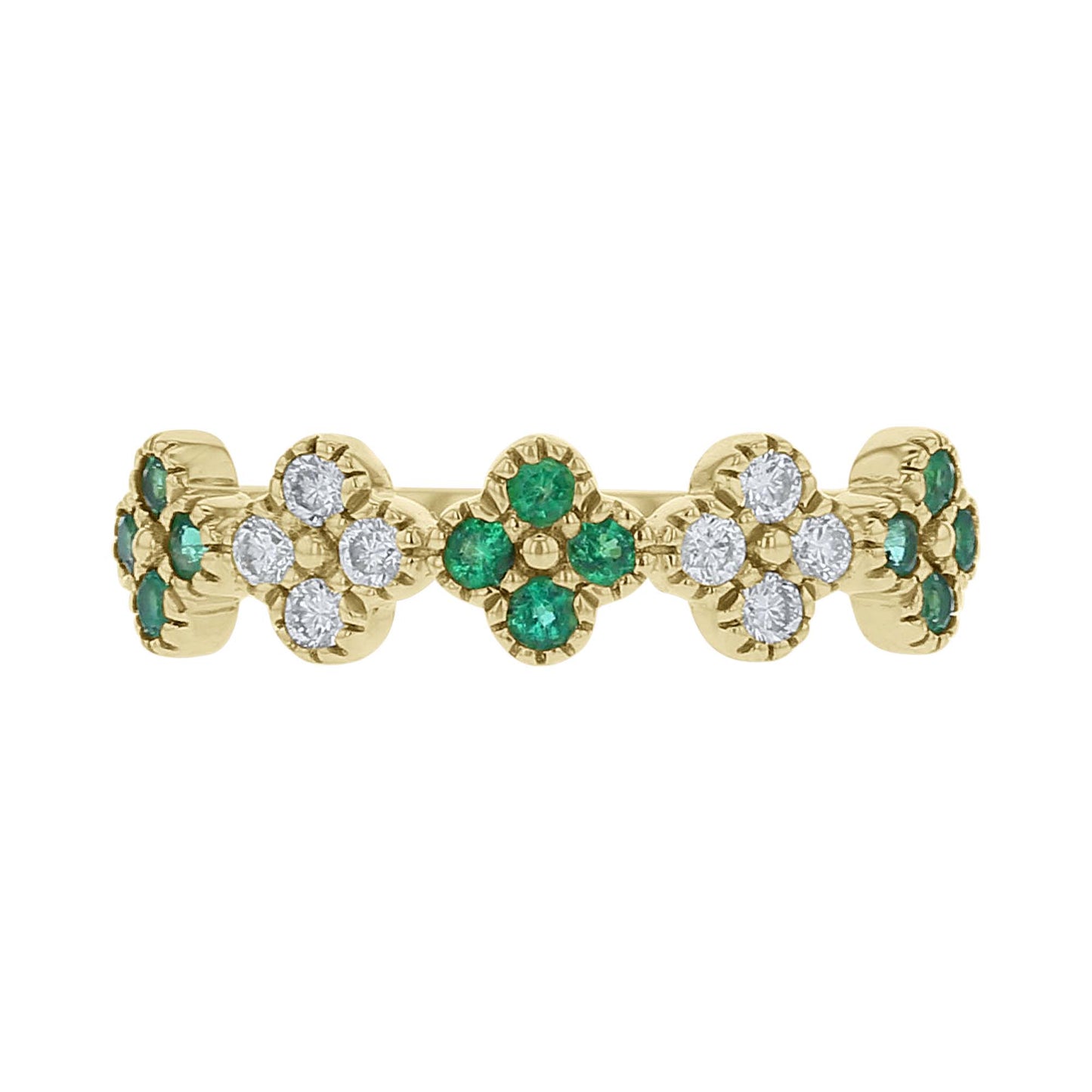 Ginny Emerald and Diamond Clover Ring