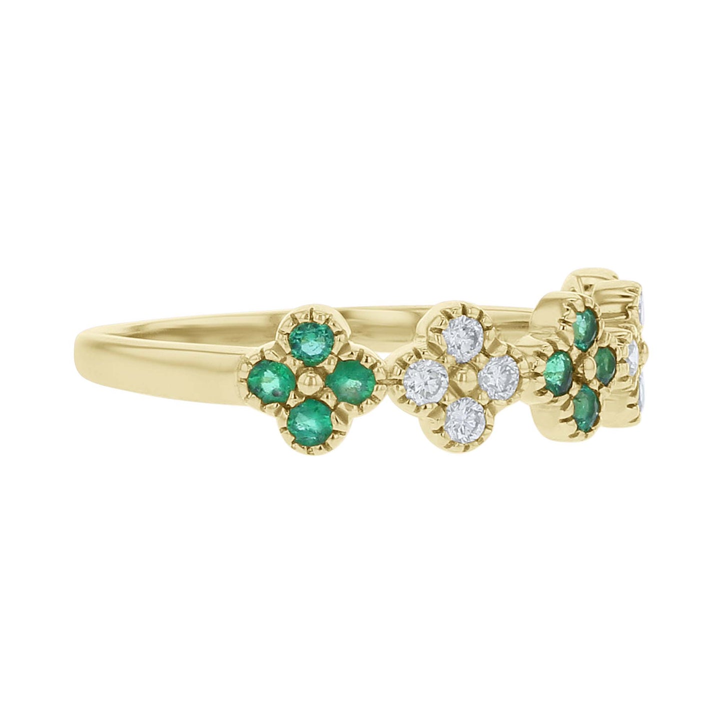 Ginny Emerald and Diamond Clover Ring