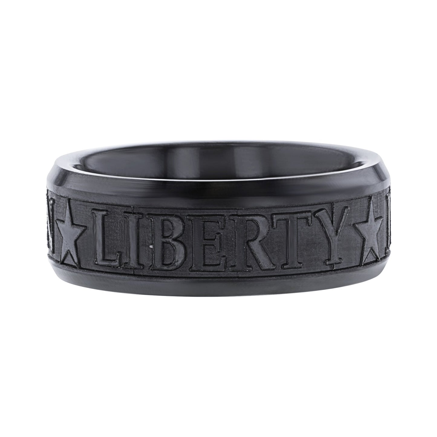 Liberty, Justice, and Reason Black Ceramic Wedding Ring