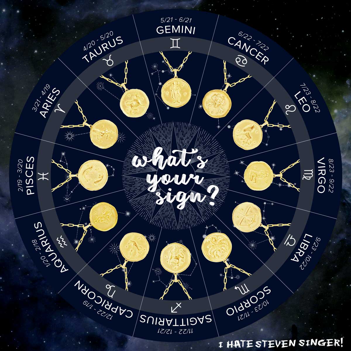 Written in the Stars Zodiac Gold Necklace