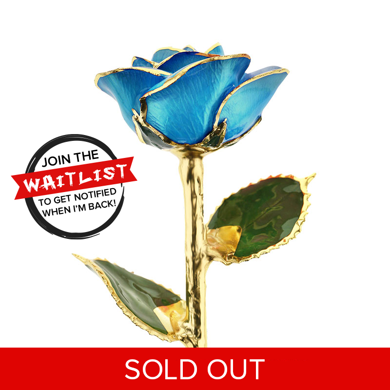 Baby Blue 24kt Gold Dipped Rose