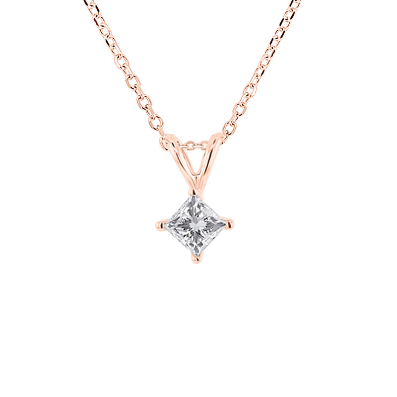 Princess Solitaire Diamond Necklace 1/4ct