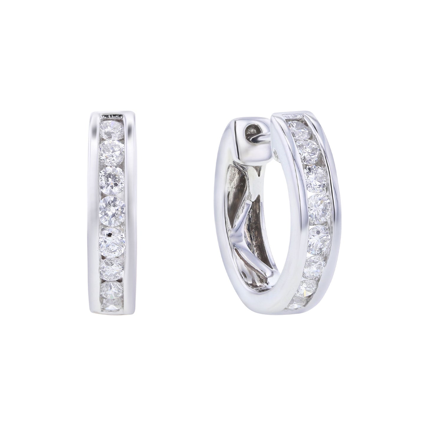 Classic Channel Diamond Huggie Hoop Earrings 1/2 ct