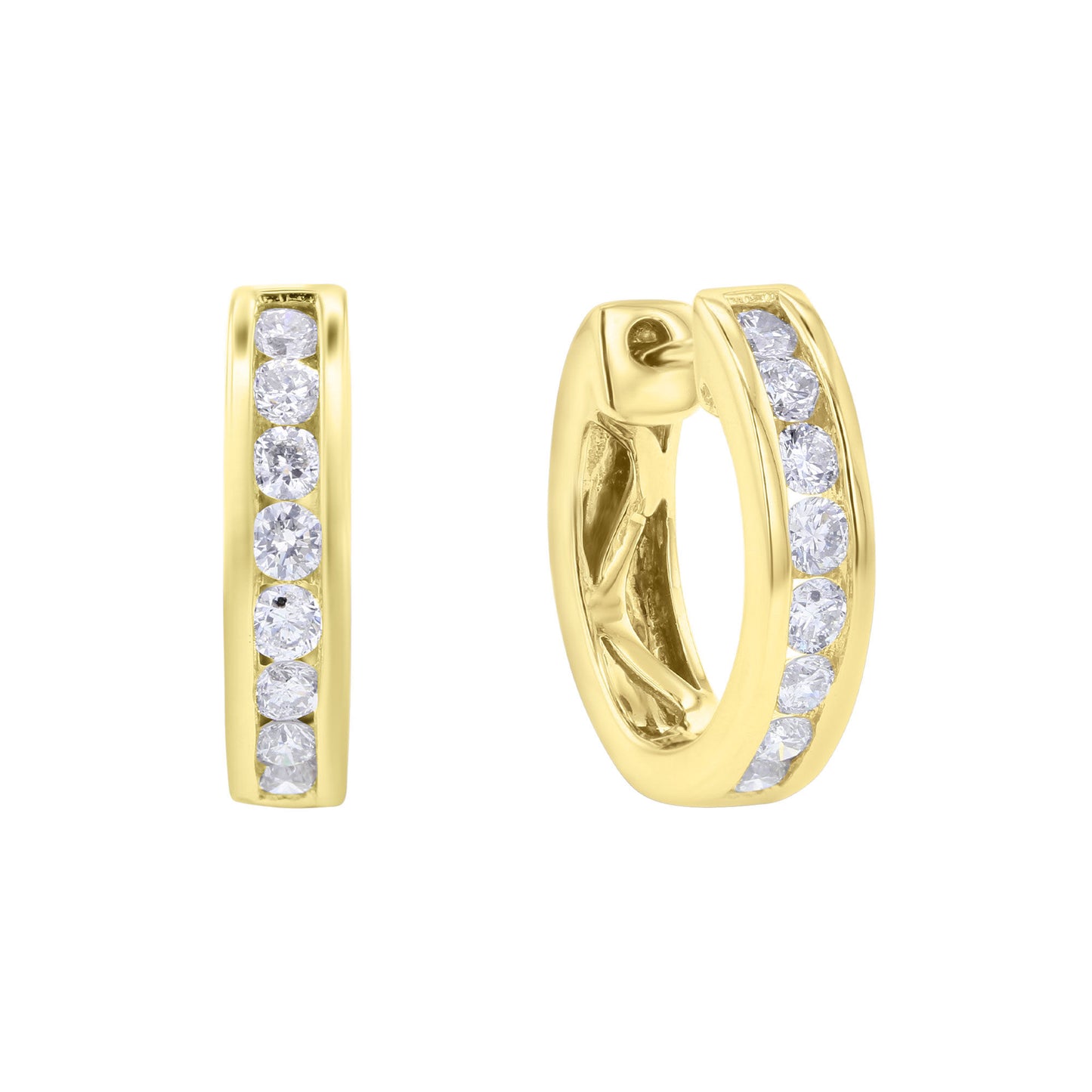 Classic Channel Diamond Huggie Hoop Earrings 1/2 ct