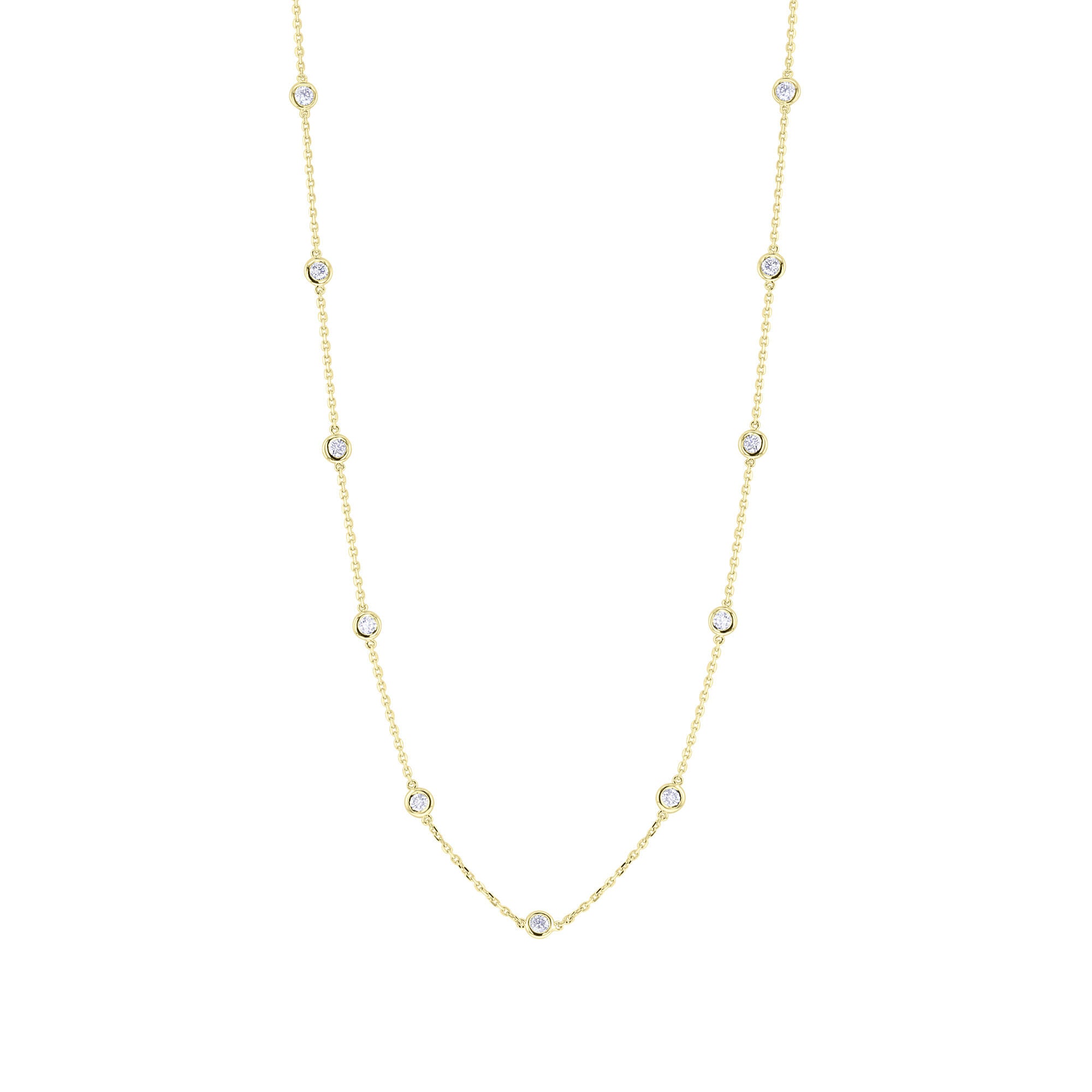 Classic Bezel Station Diamond Necklace 1 1/2ct
