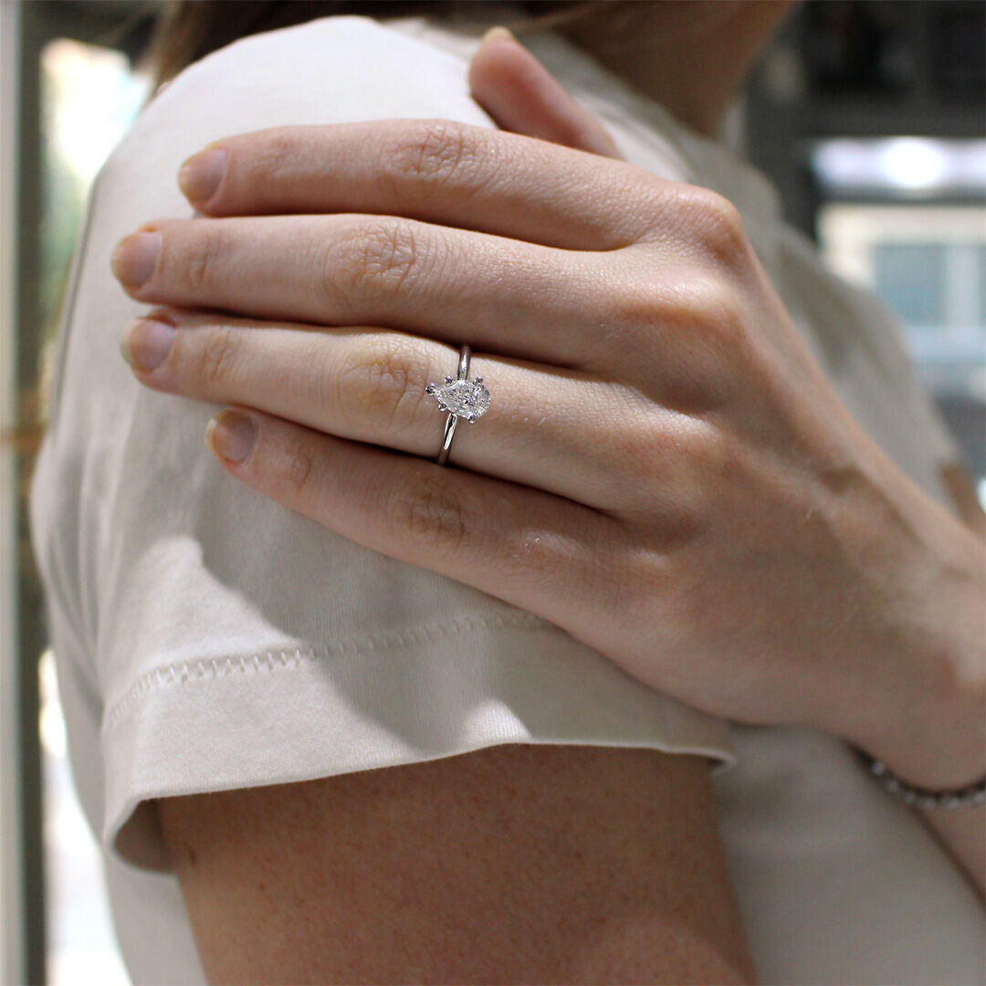 Christa Pear Solitaire Ready for Love Diamond Engagement Ring 1ct