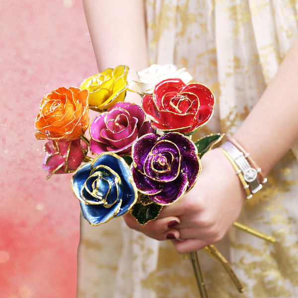 Baby Blue 24kt Gold Dipped Rose