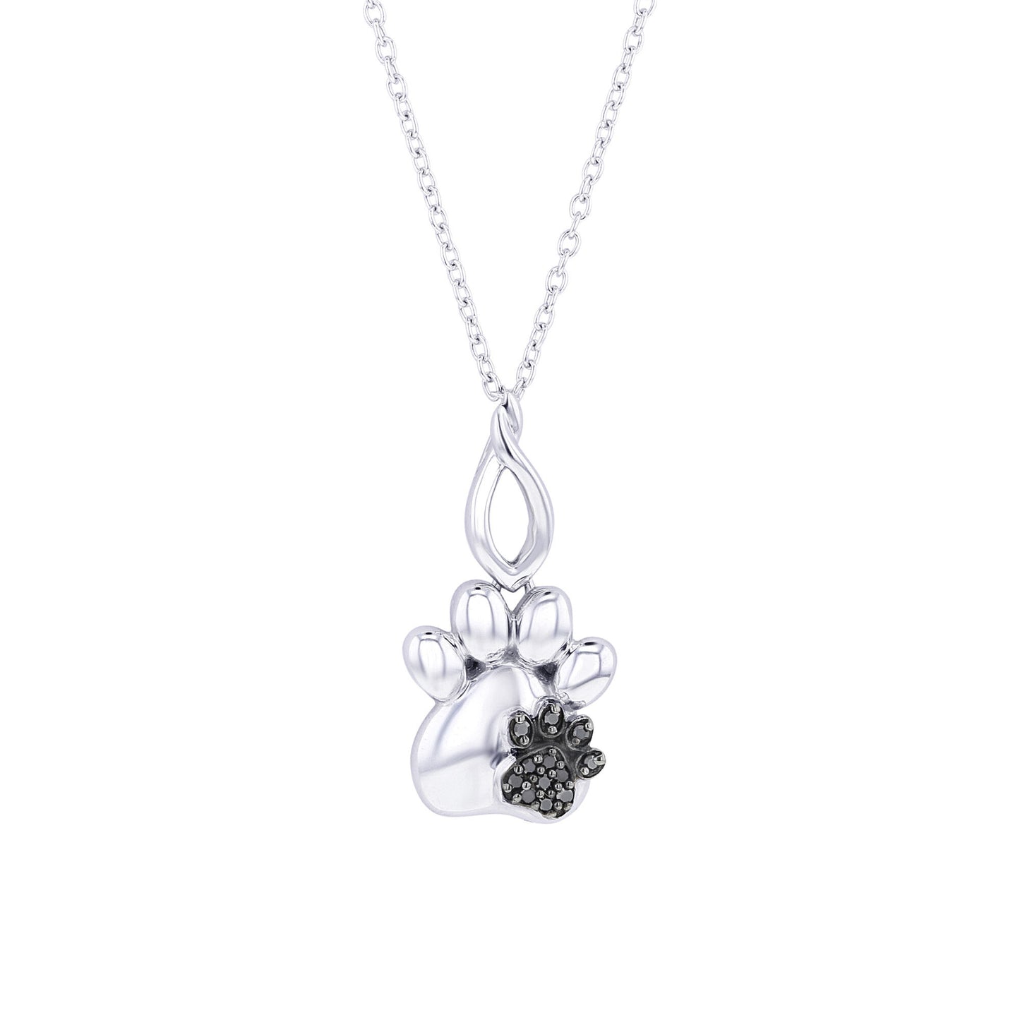 Paw Prints Black Diamond Necklace