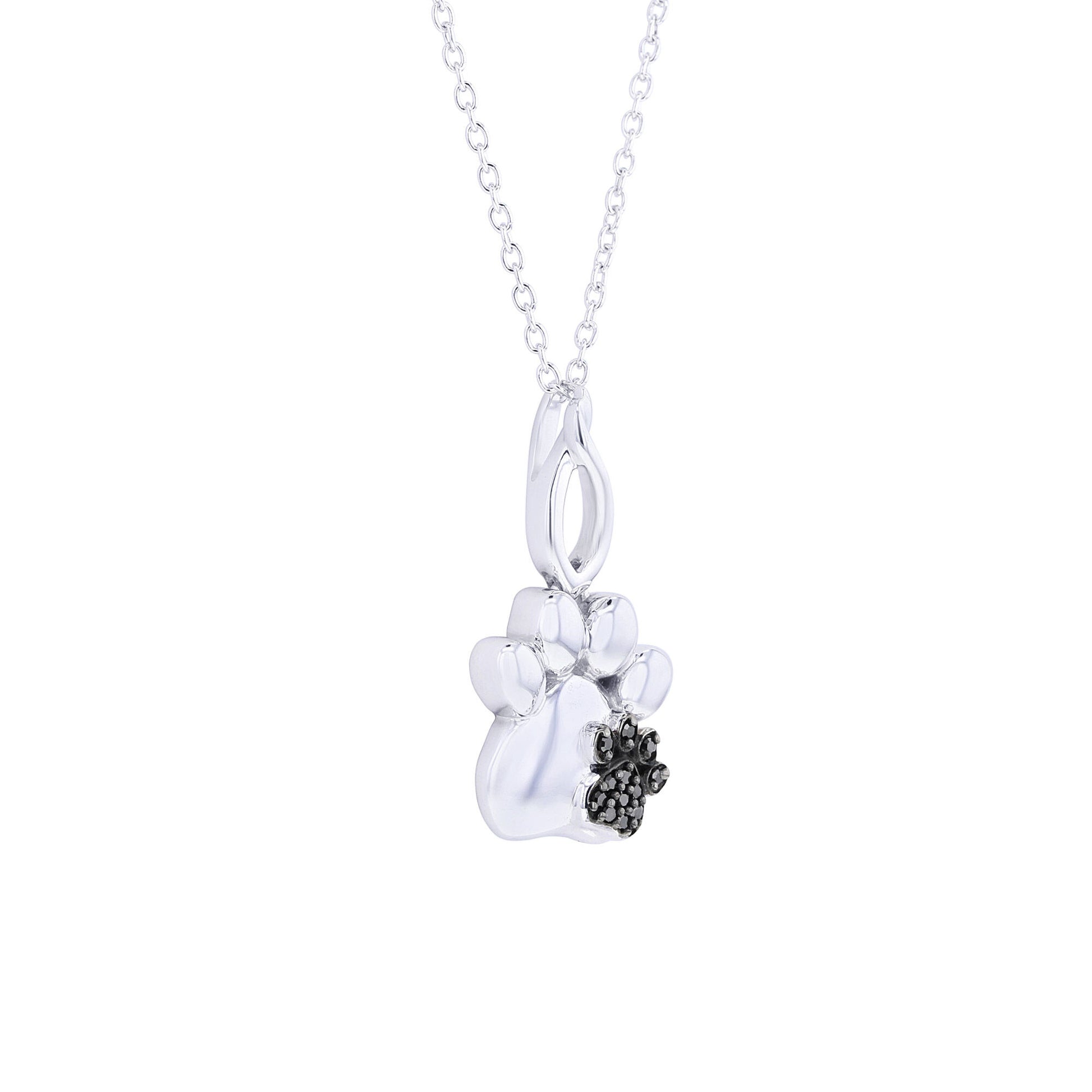 Paw Prints Black Diamond Necklace