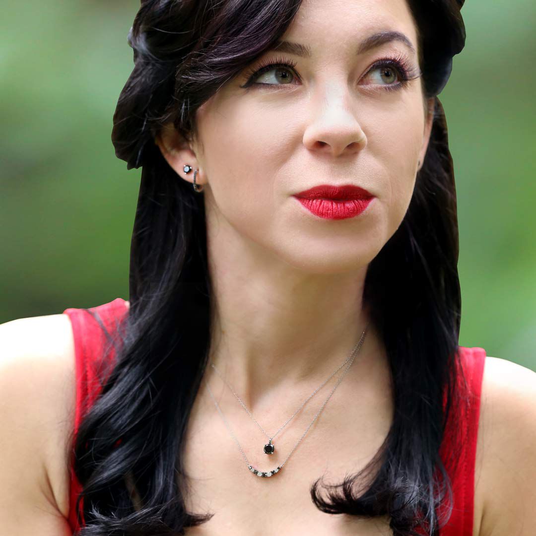 Black Diamond Solitaire Necklace 1 1/2ct