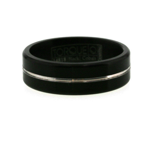Black & White Groove Cobalt 7mm Wedding Ring