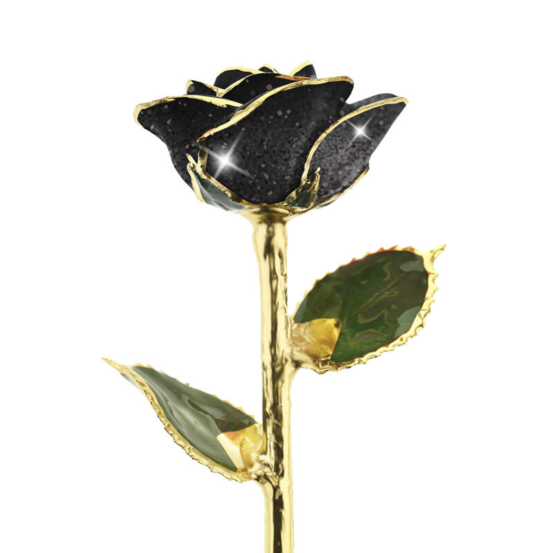 Black Diamond 24kt Gold Dipped Rose