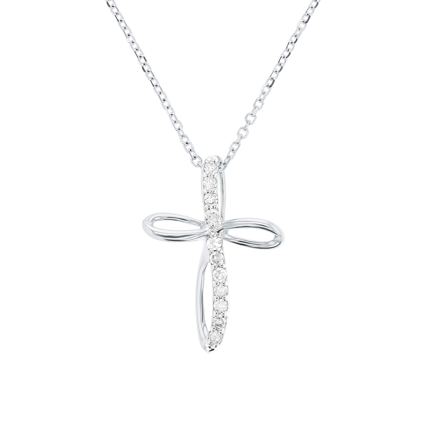 Ribbon Cross Diamond Necklace