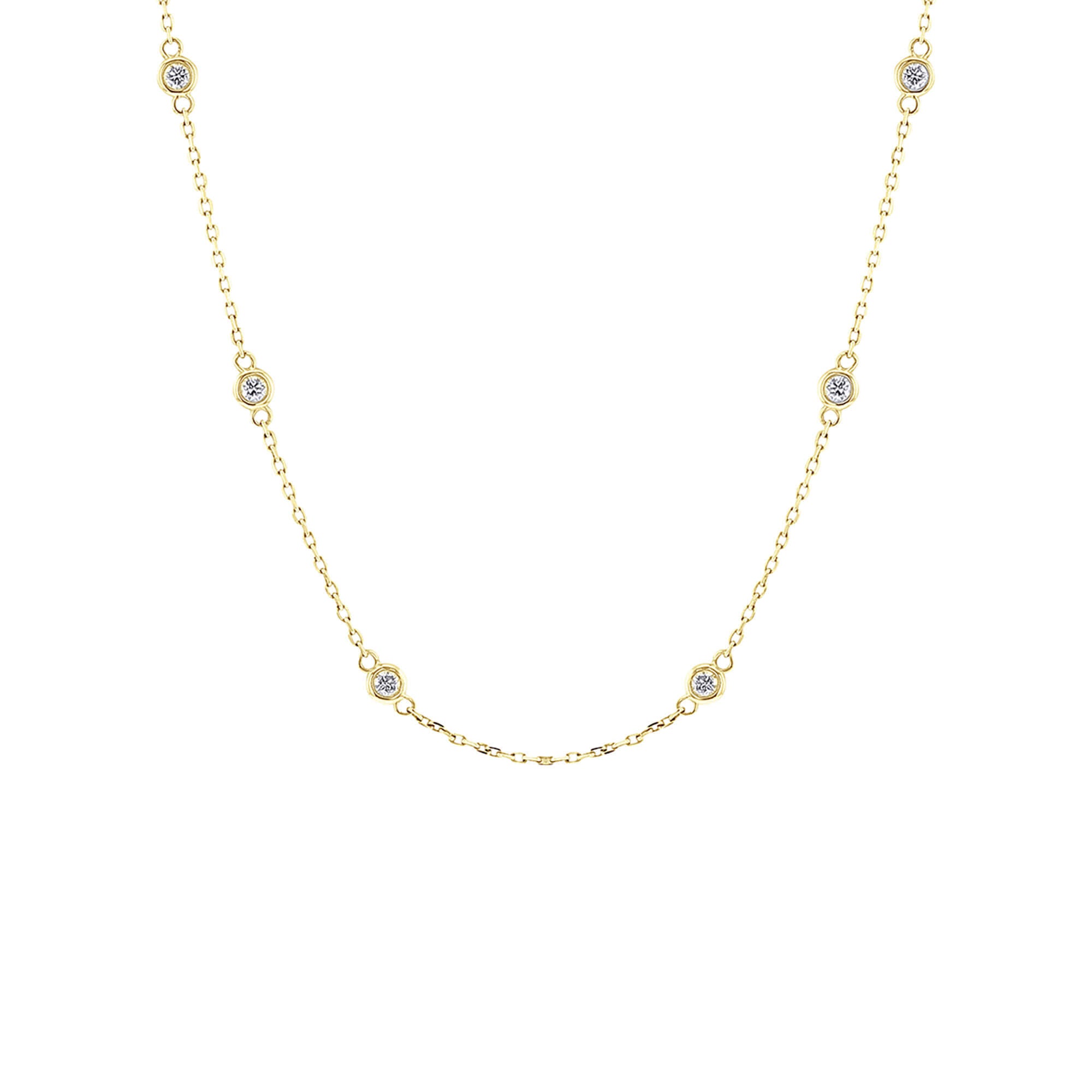 Classic Bezel Station Diamond Necklace 3/4ct