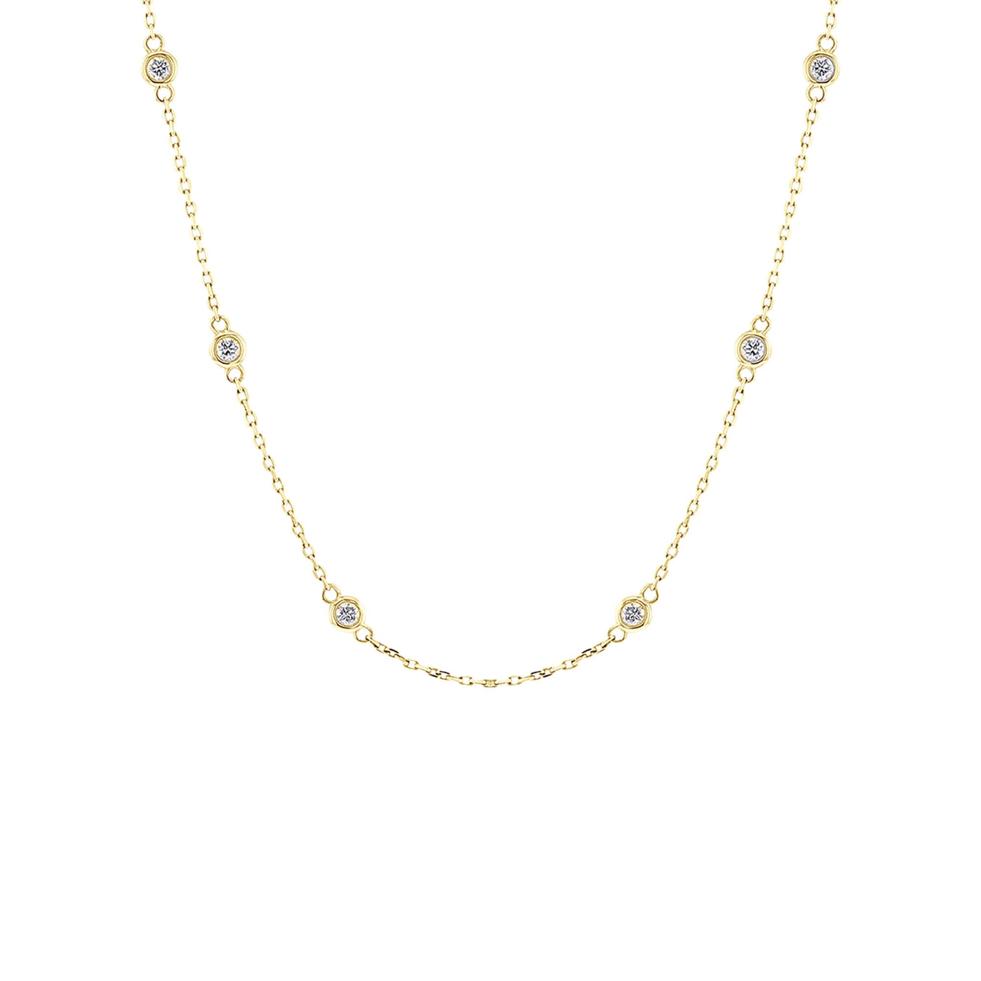 Classic Bezel Station Diamond Necklace 3/4ct