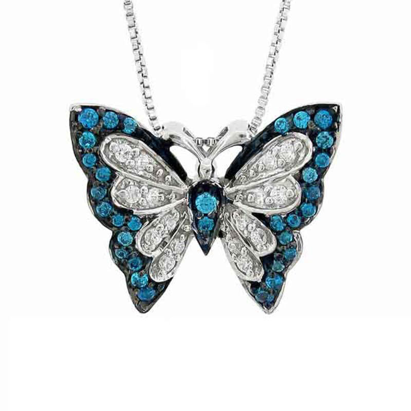 Blue butterfly diamond necklace Clearance