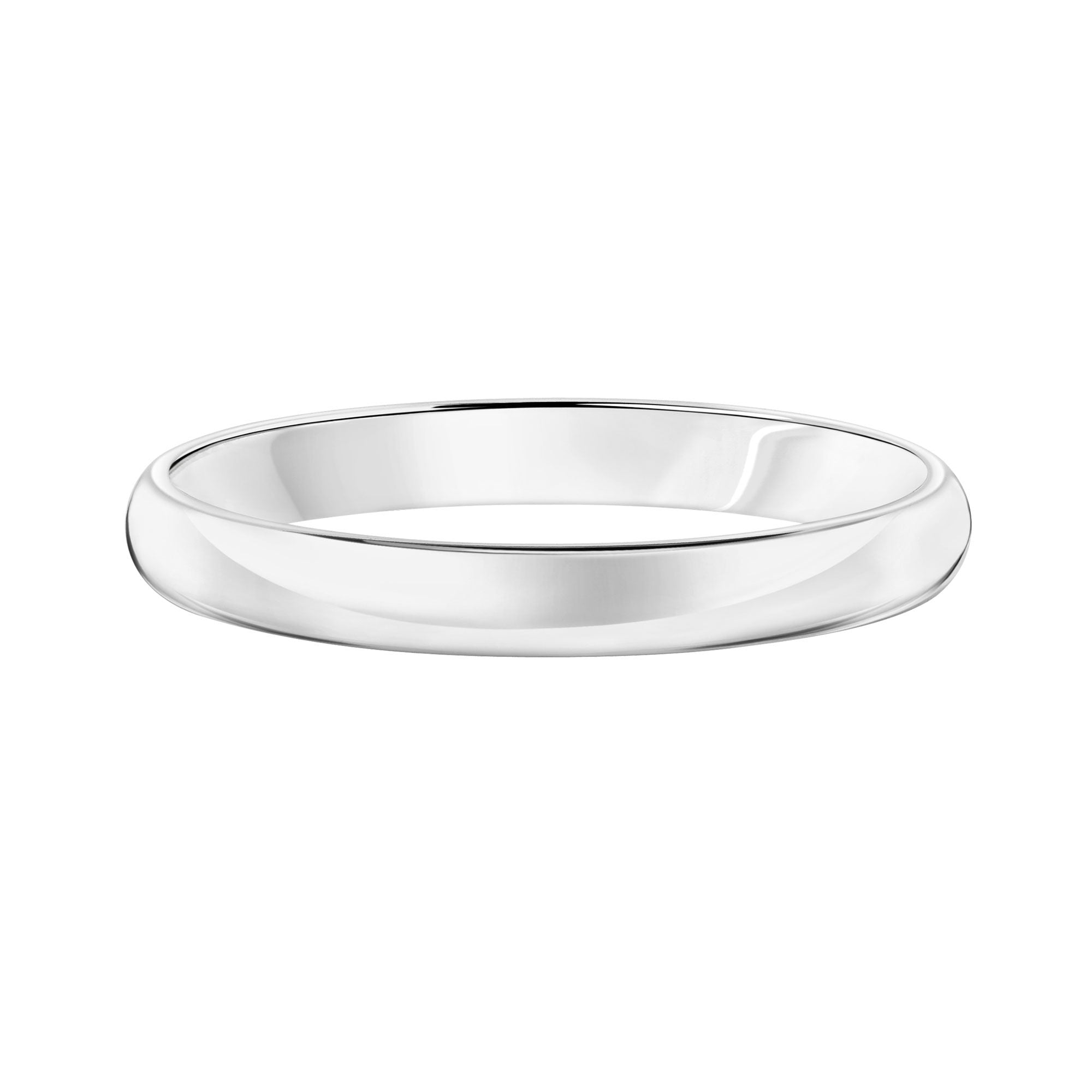 Our simple white gold Roux 3mm Light Low Dome Platinum Wedding Ring