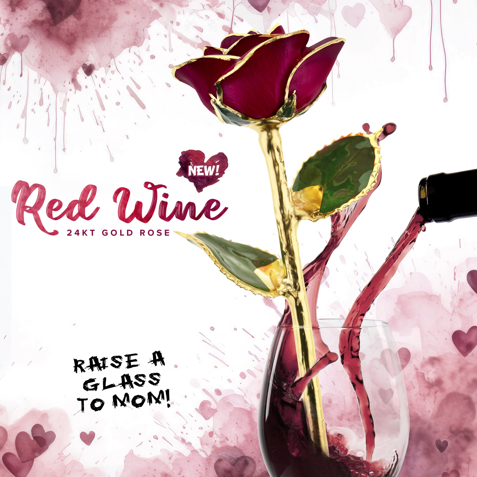 NEW Red Wine 24kt Gold Dipped Rose!