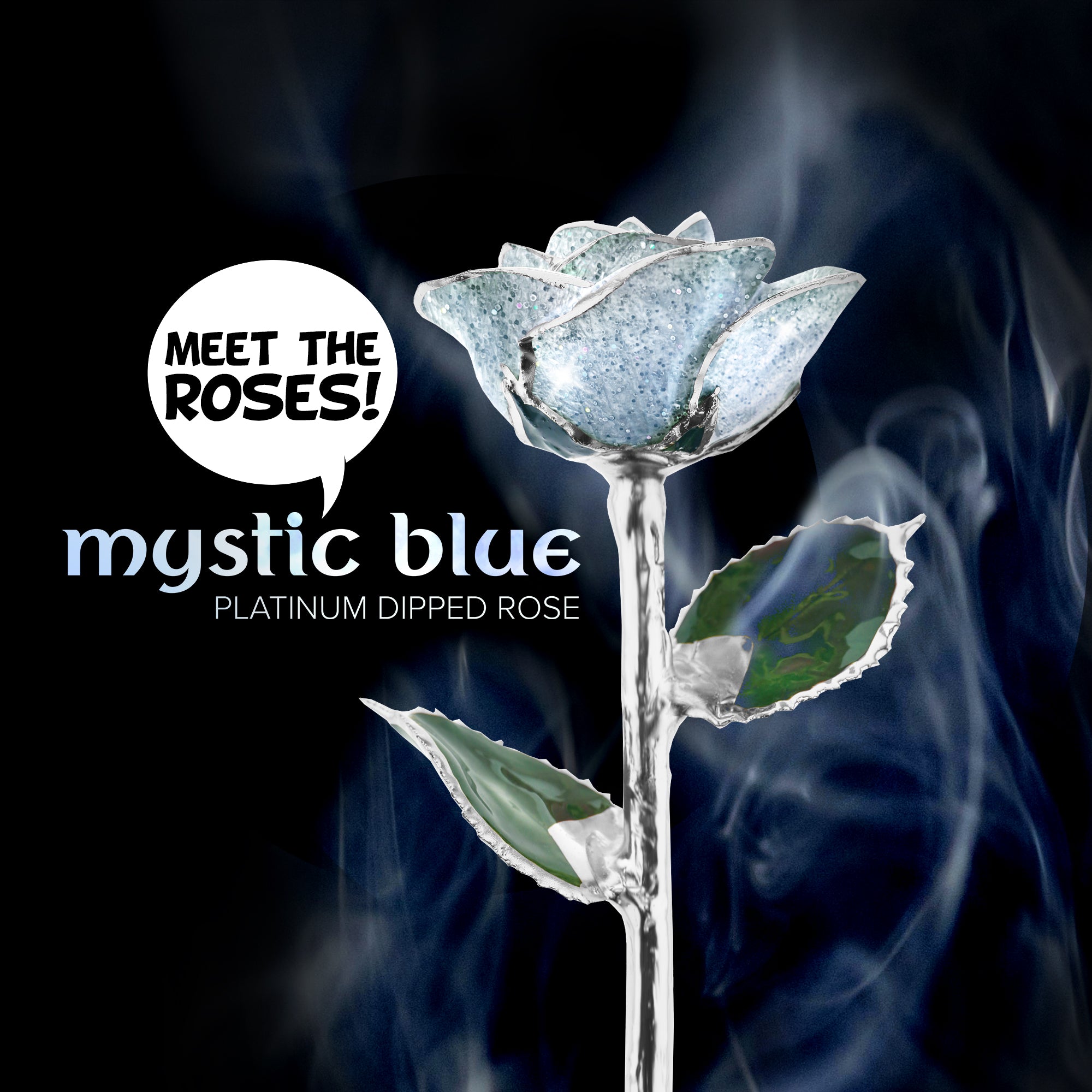 NEW Mystic Blue Platinum Dipped Rose