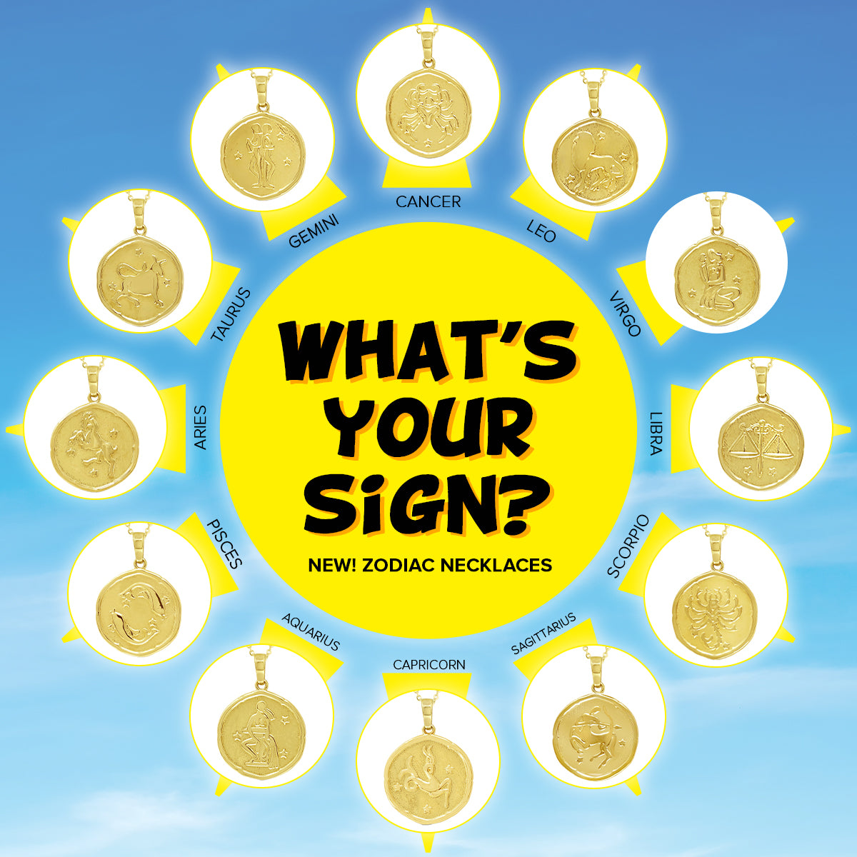 New! Written in the Stars Gold Zodiac Necklaces