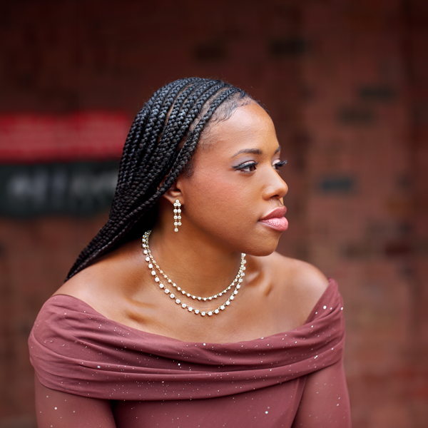 Model wearing Andrina Diamond Tennis Necklaces 