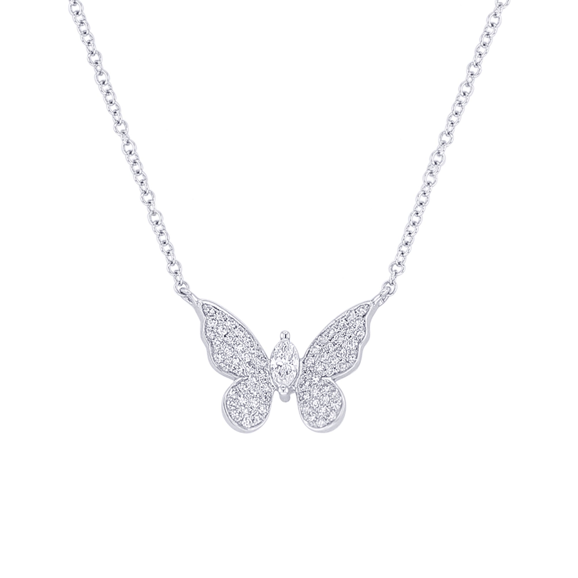 Pave Butterfly Diamond Necklace