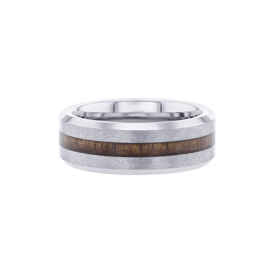 Suarez Tungsten Baseball Wood Inlay Wedding Ring