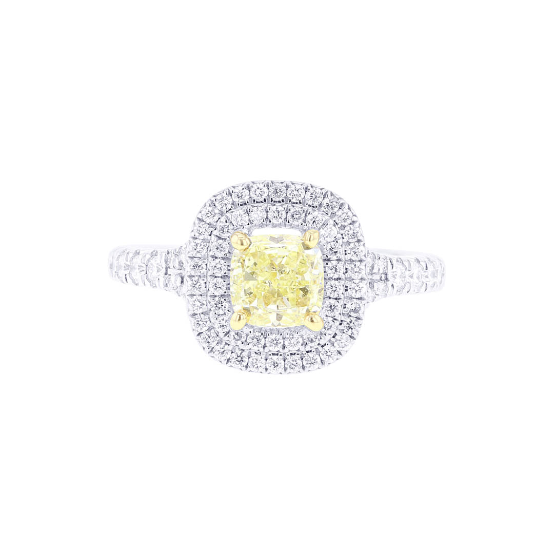 Louise Cushion Double Halo Ready for Love Certified Diamond Engagement Ring 1 3/8CT