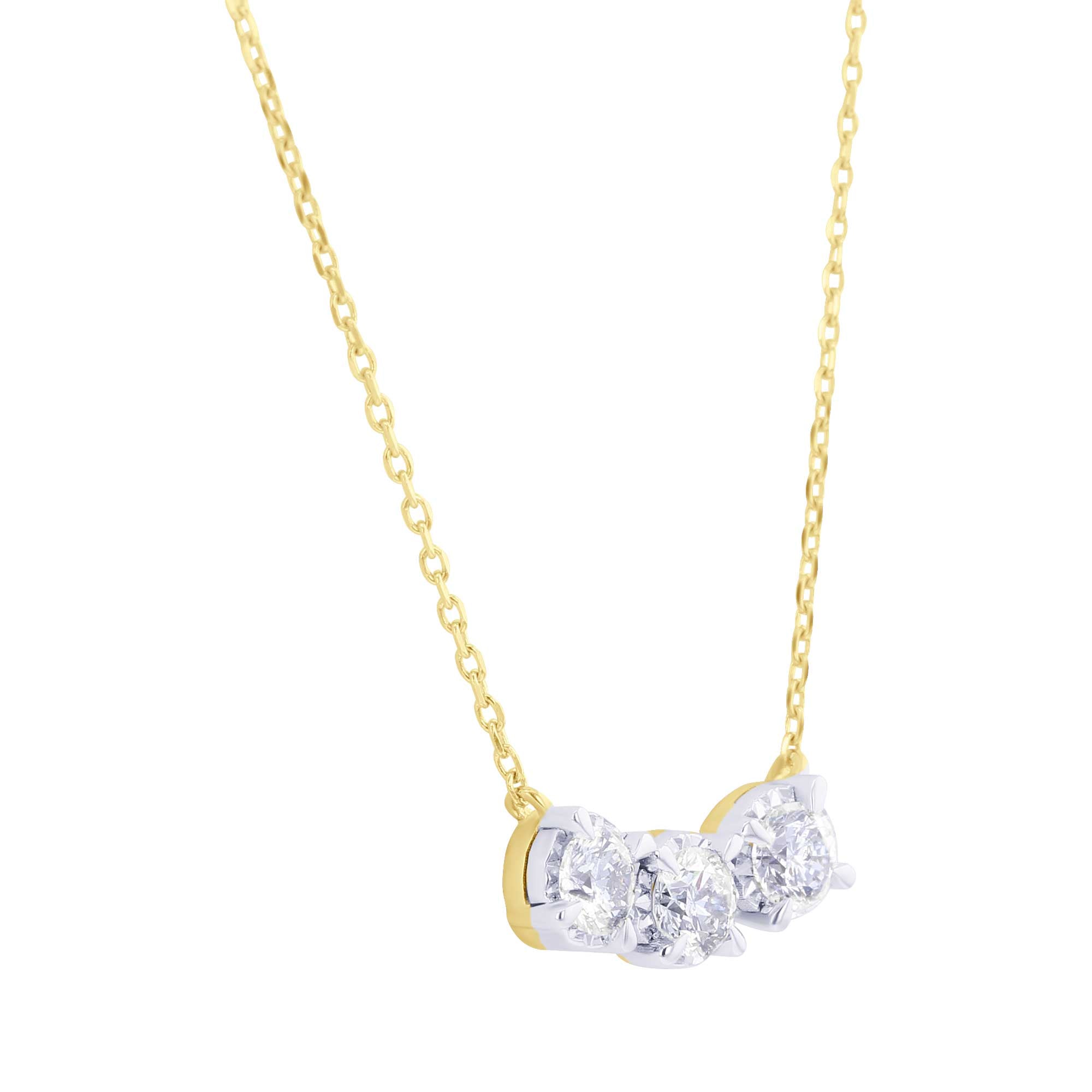 ネックレス・ペンダント STONEHENgE 14K 3-ring diamond necklace Real Diamond 3 Stone Diamond Necklace, 14K Solid Gold