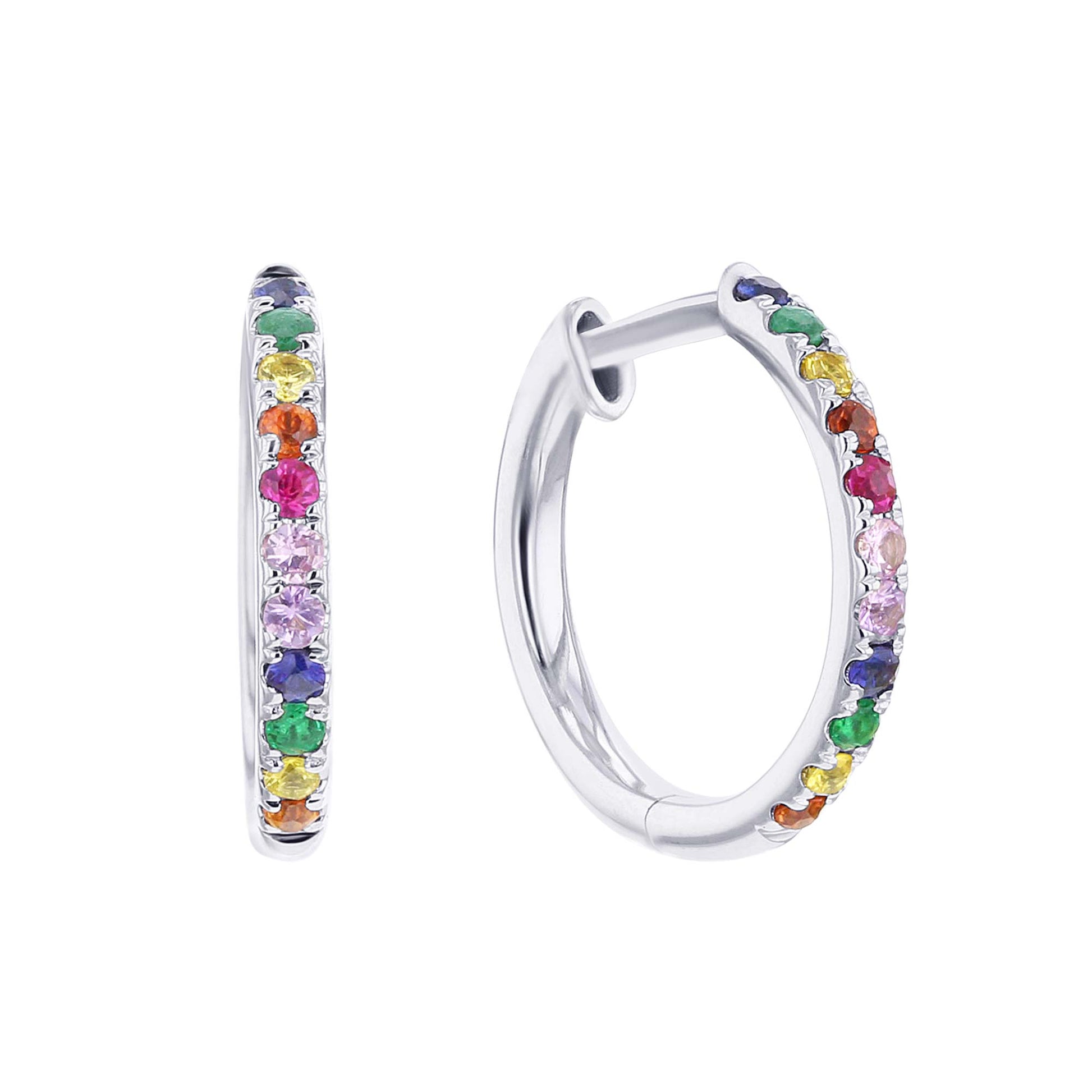 Fantasy Rainbow Sapphire Huggie Earrings