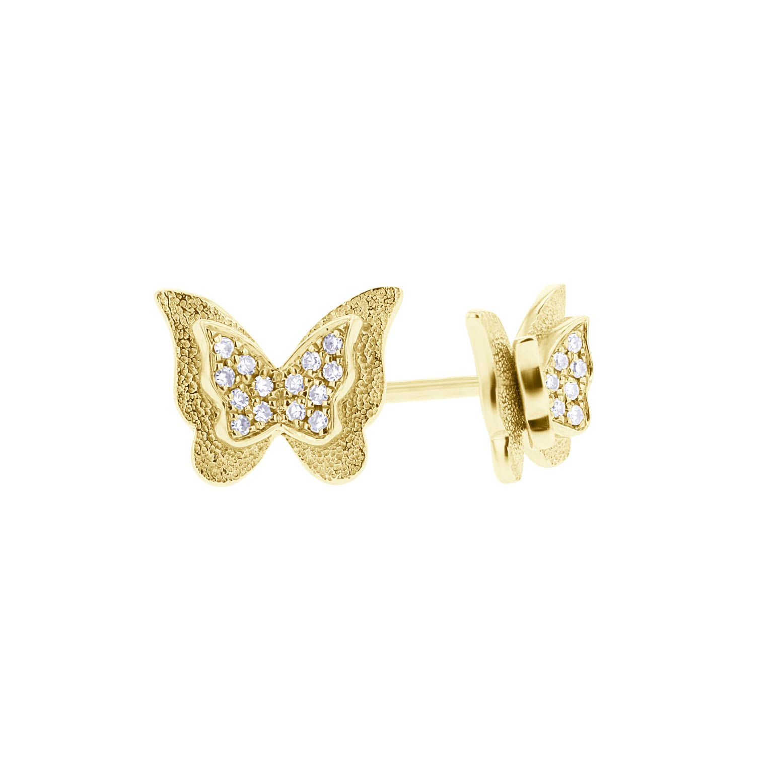 Golden Butterfly Diamond Earrings