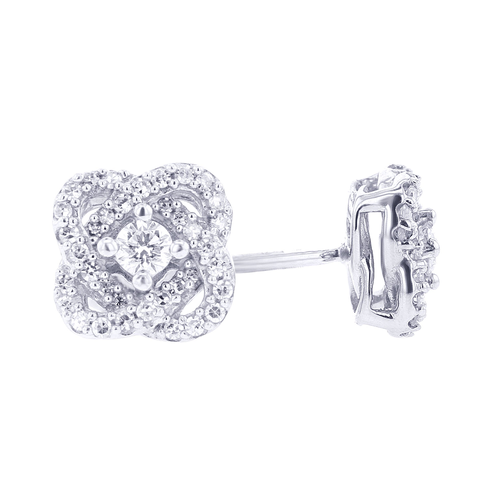 Silver Celtic Knot Diamond Stud Earrings
