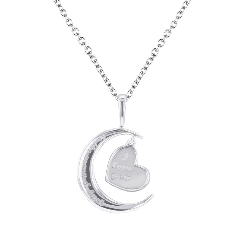 Petite Silver Moon and Back Diamond Necklace