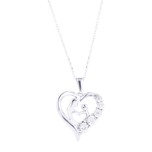 MABELLA Sterling Silver "I Love You To The Moon And Back" Necklace With Genuine Blue Topaz Heart Pendant