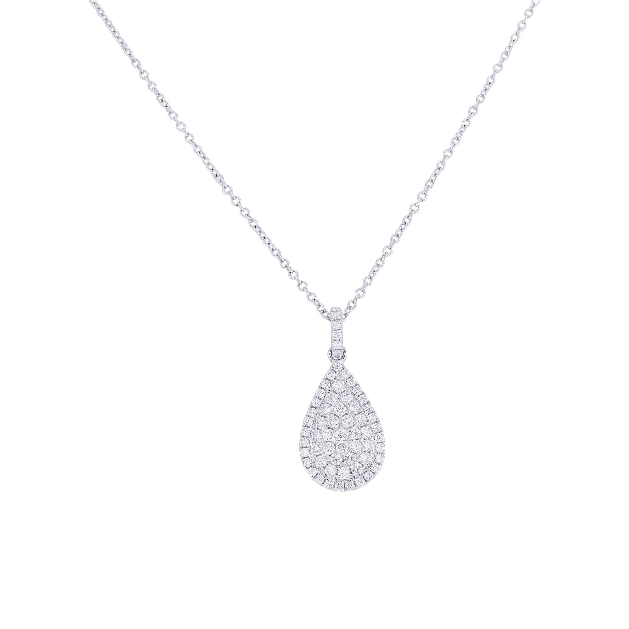 ネックレス・ペンダント MORELLATO 5701 2POINTS DIAMOND TEARDROP MOTIFS NECKRACE diamond-white-gold-teardrop-