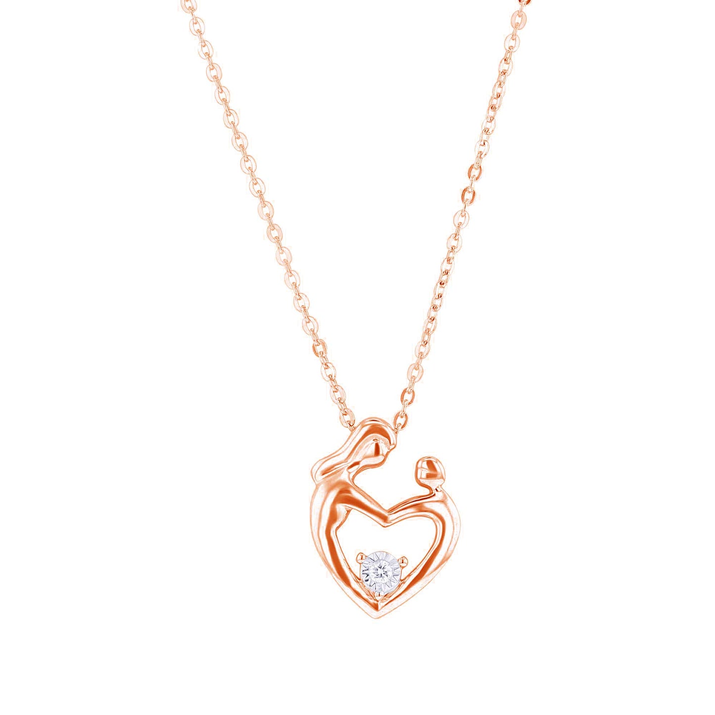 Gold Mother's Embrace Diamond Heart Necklace