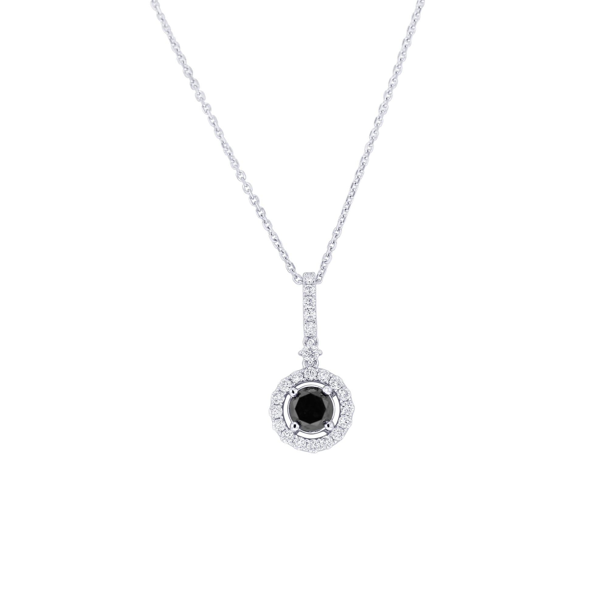 Enid Black and White Halo Diamond Necklace
