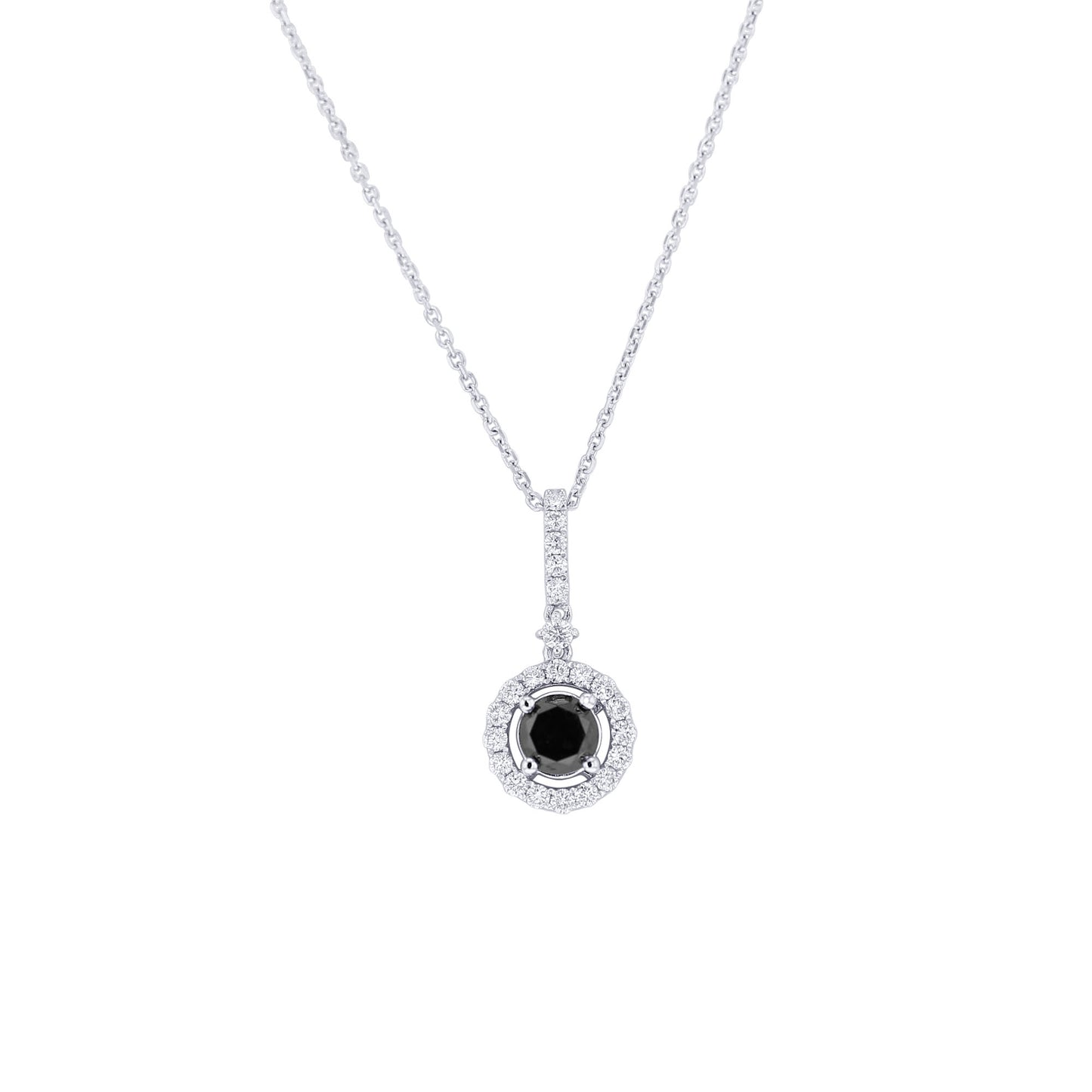 Enid Black and White Halo Diamond Necklace 1 1/4ct