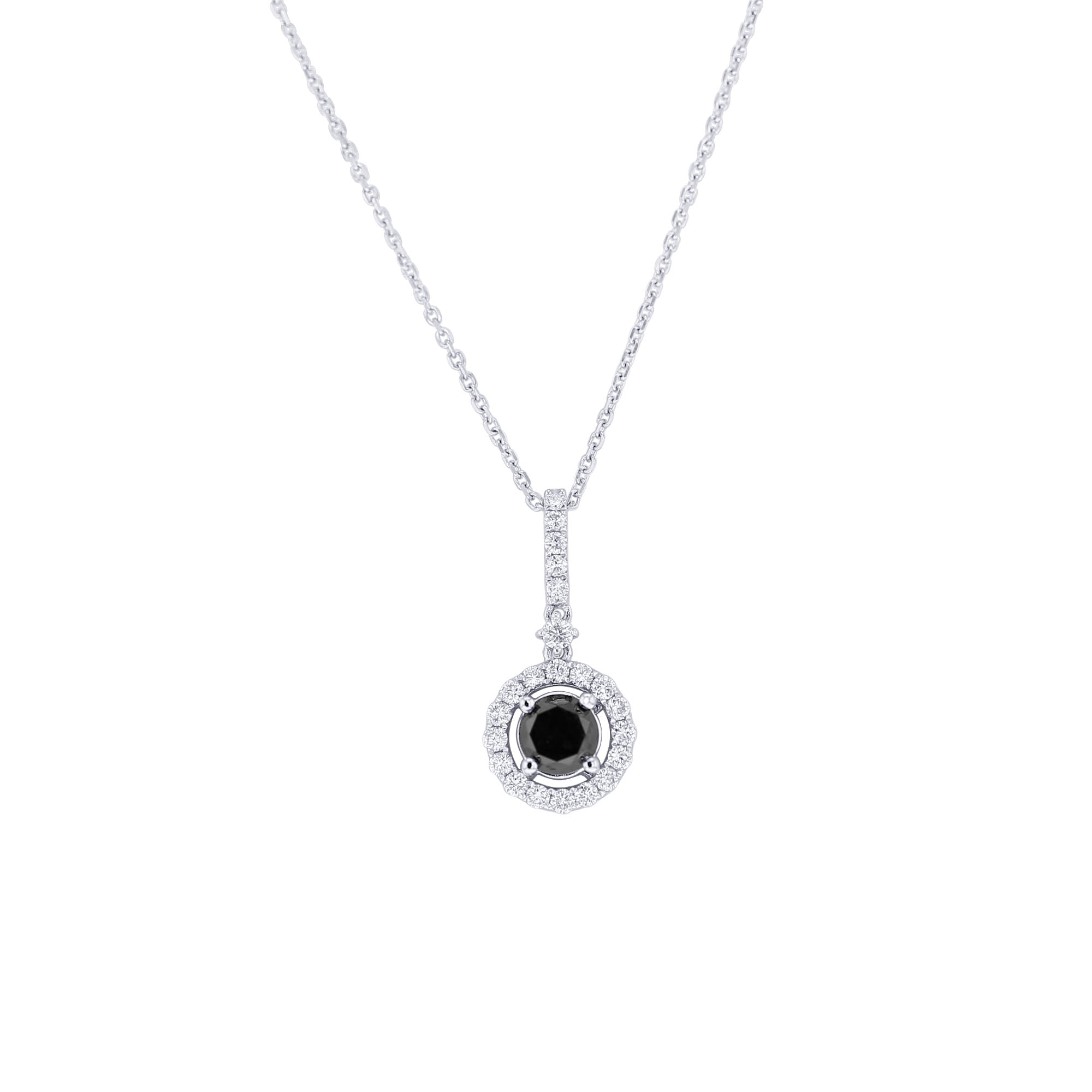 Enid Black and White Halo Diamond Necklace 1 1/4ct