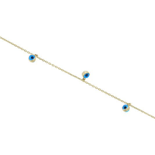 Evil Eye Beaded Gold Anklet