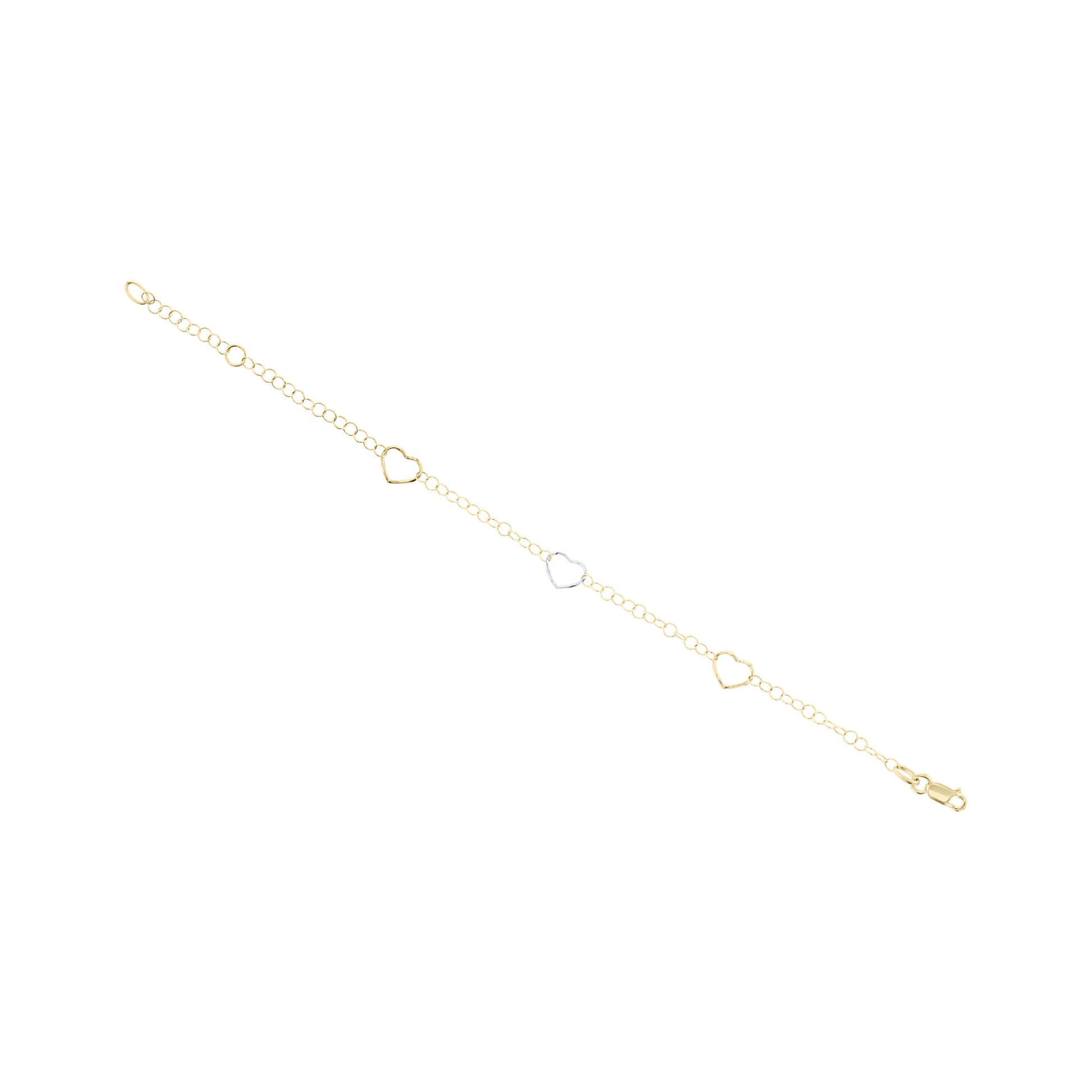 Two-Tone Open Heart Gold Anklet