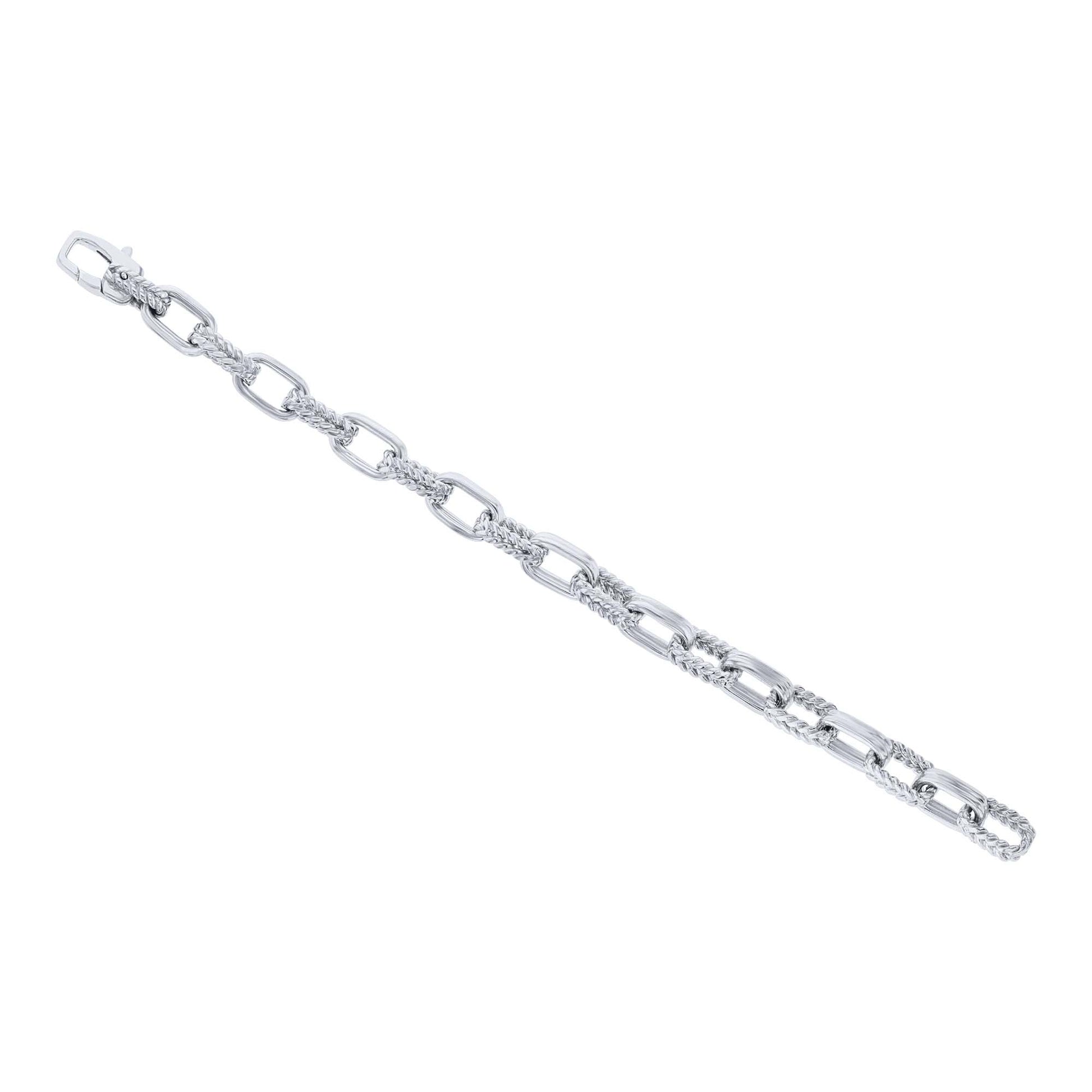 Silver Provincial Textured Link Chain Bracelet