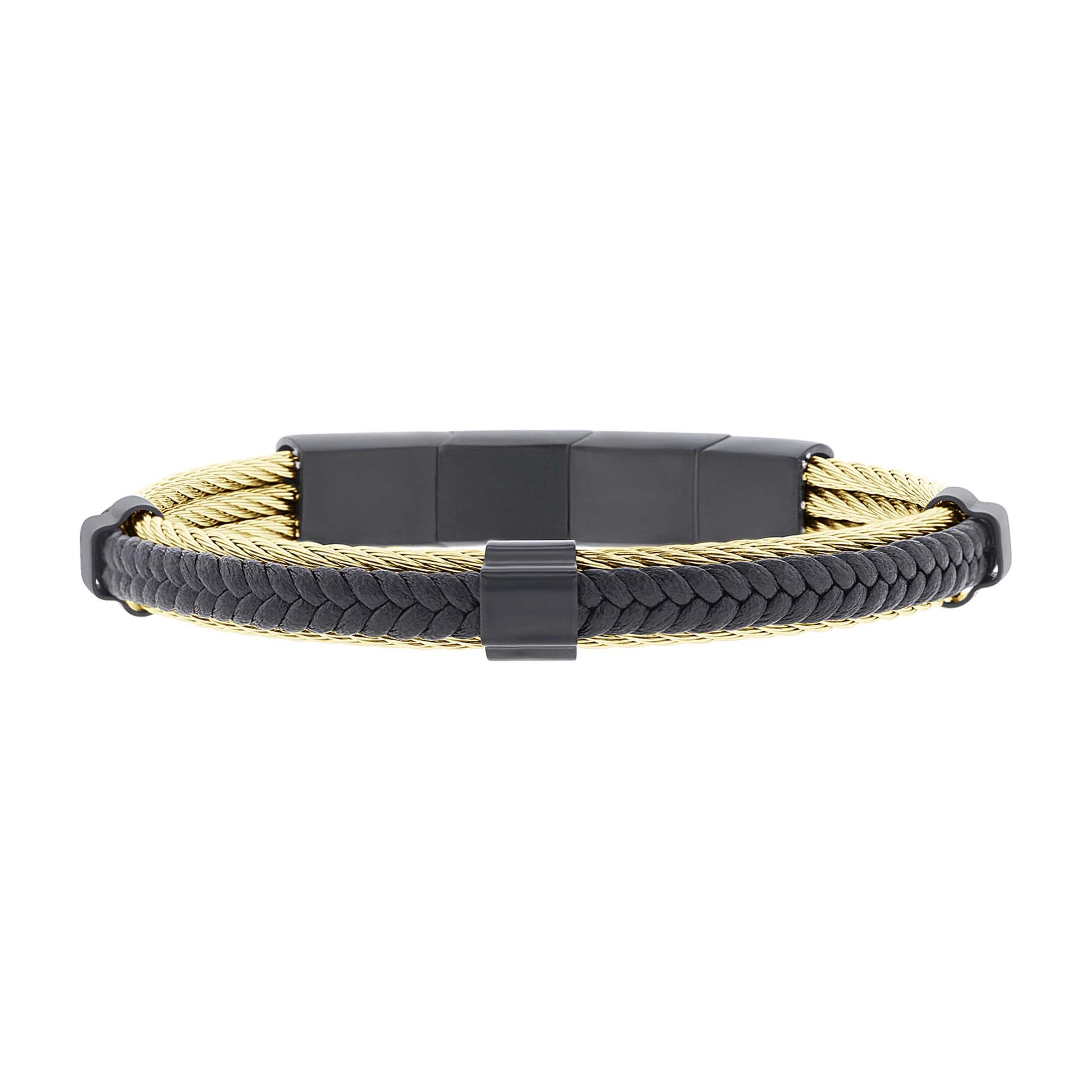 Hugo Stainless Steel and Leather Bracelet
