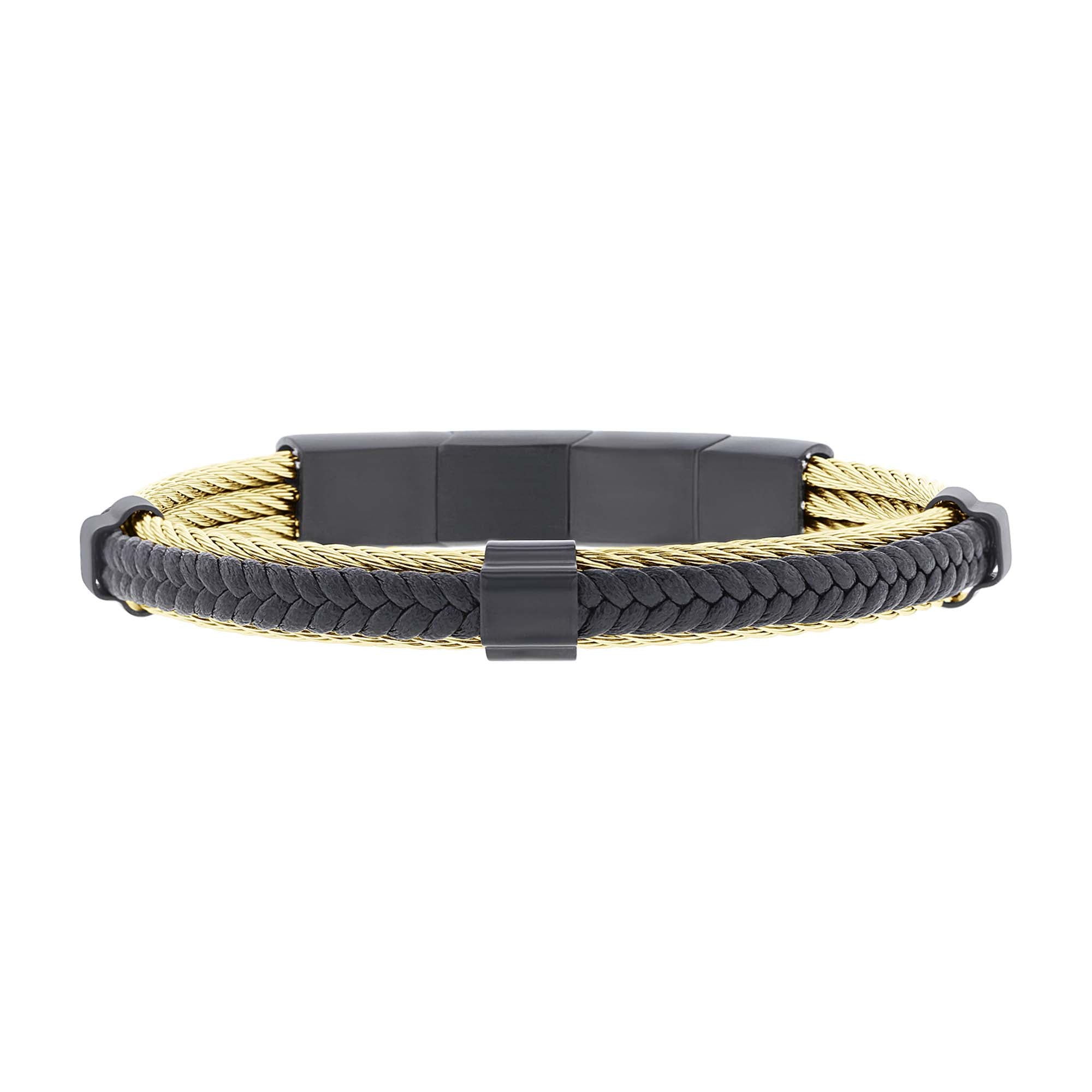 Hugo Stainless Steel and Leather Bracelet
