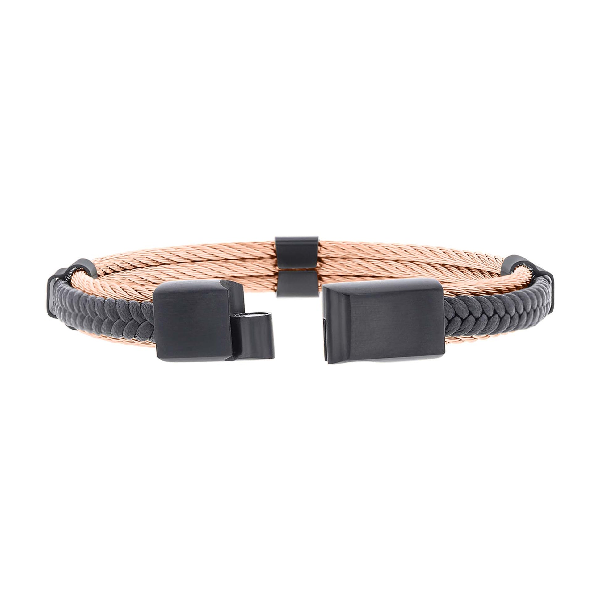 Hugo Stainless Steel and Leather Bracelet