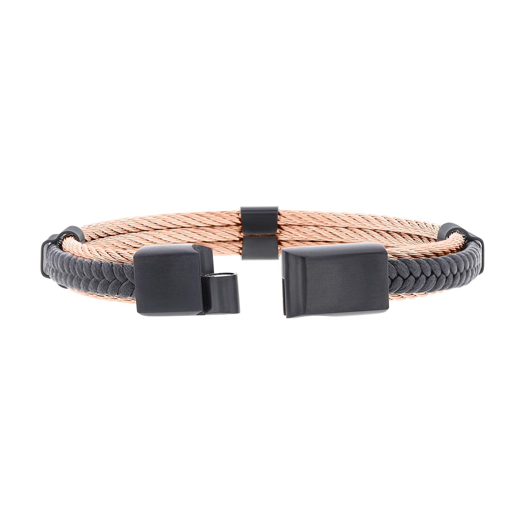 Hugo Stainless Steel and Leather Bracelet